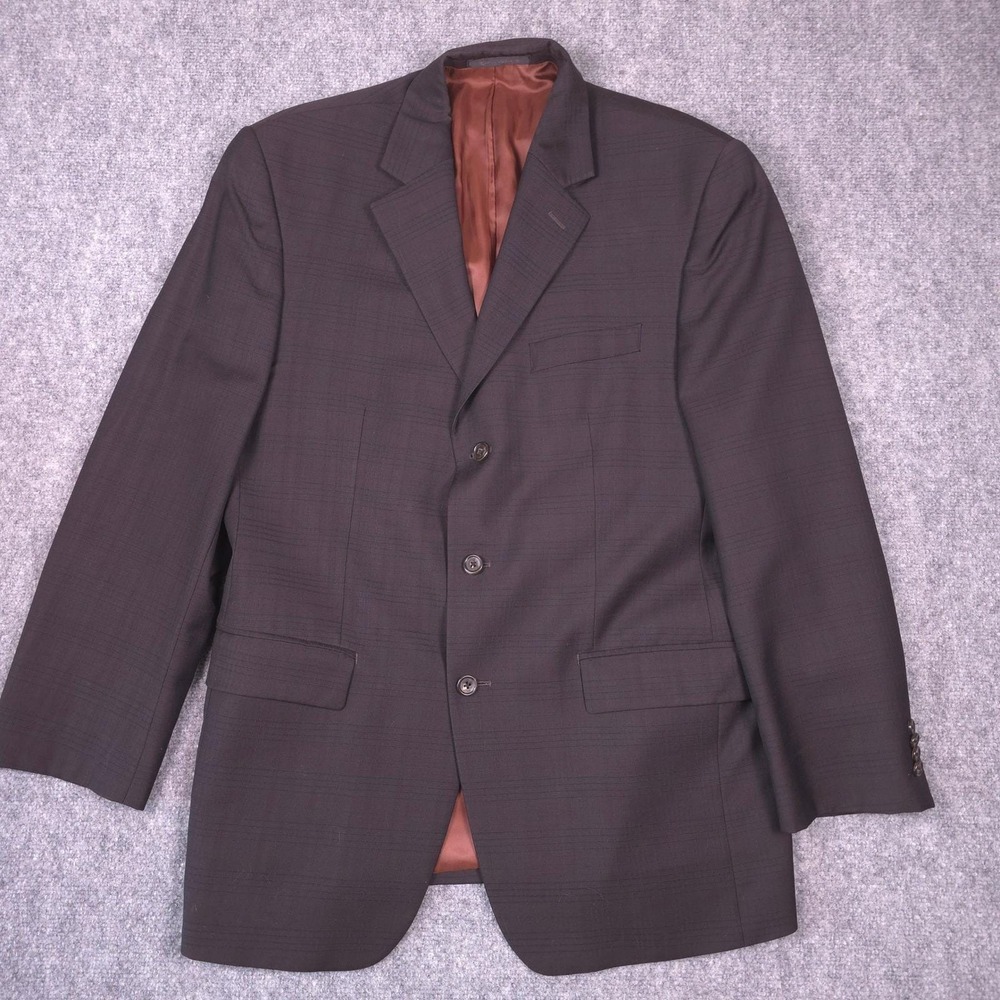 Michael Kors Suit Jacket Mens 40R Wool Brown Grid 3-Button Double Vent Blazer